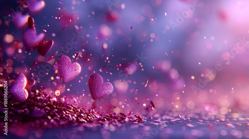 Valentines day background with transparent hearts.	
