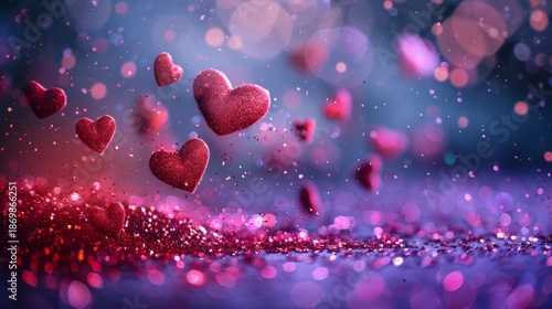 Valentines day background with transparent hearts.	
