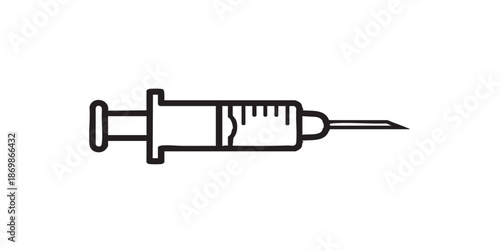 Syringe with needle outline icon vector