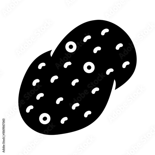 A simple black glyph icon illustrating two peanuts in their shells, representing healthy snack