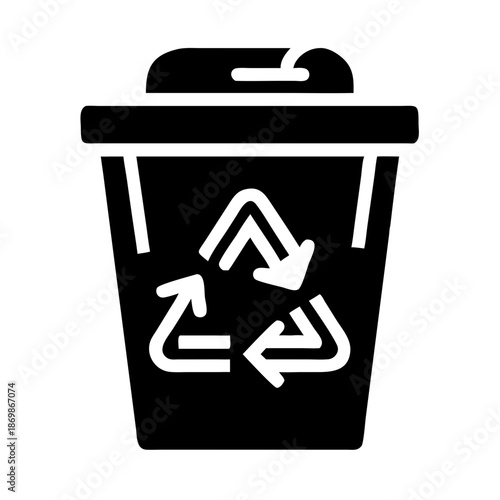 Recycle bin icon with universal symbol for proper waste segregation and environmental conservation