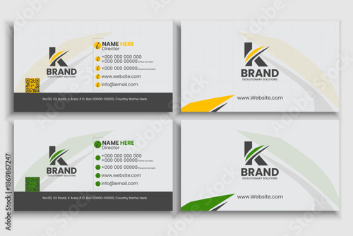Modern corporate business card template with clean professional branding design.