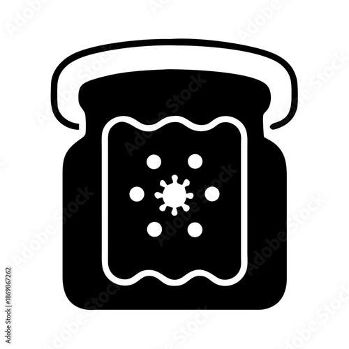 Icon of toast with a spread containing a virus or germ symbol