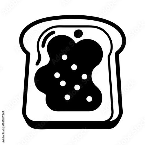 Classic toast with a delicious spread icon for breakfast menus and bakery designs