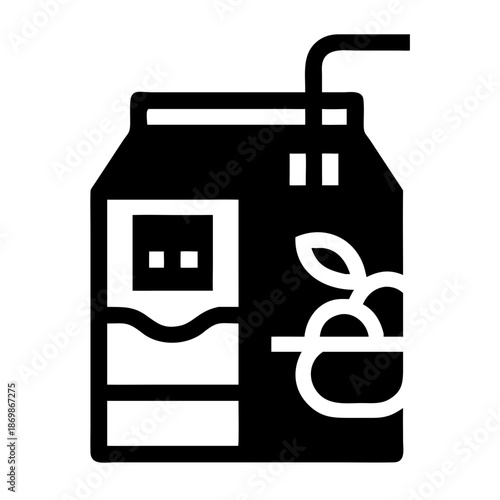 A simple graphic icon of a fruit juice box with a straw, perfect for healthy drink illustrations
