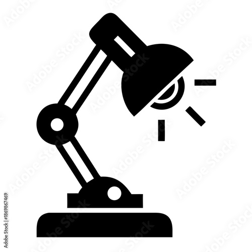 Adjustable desk lamp icon providing focused illumination for reading and work areas