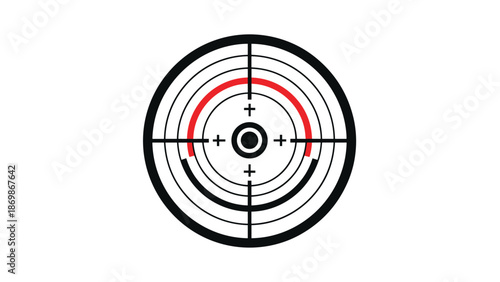 Precision target crosshair symbol with red and black circles designed for aiming accuracy and shooting sports graphics.