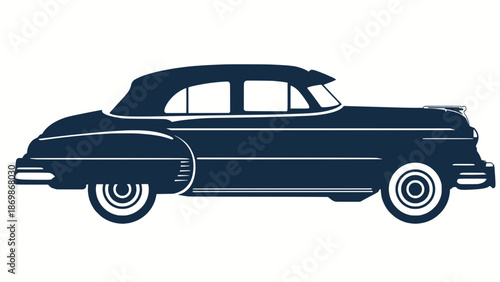 Classic Old Car isolated on white background.