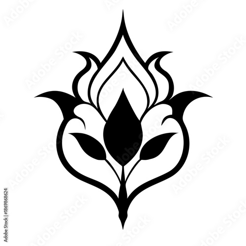 Stylized floral drawing, traditional Ottoman Turkish art, Iznik style decorative design element. Tazhib Eslimi Art Iranian Text Box Floral Vector. Turkish Ottoman style ornamental.	