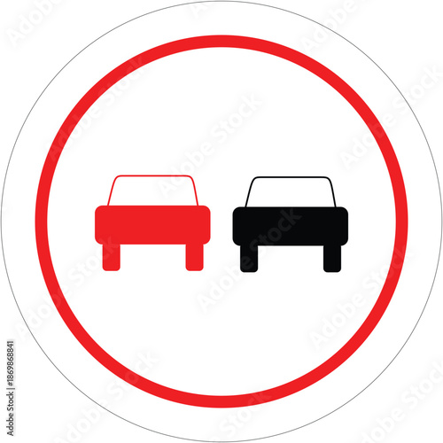 Traffic Restriction Sign with Red and Black Cars