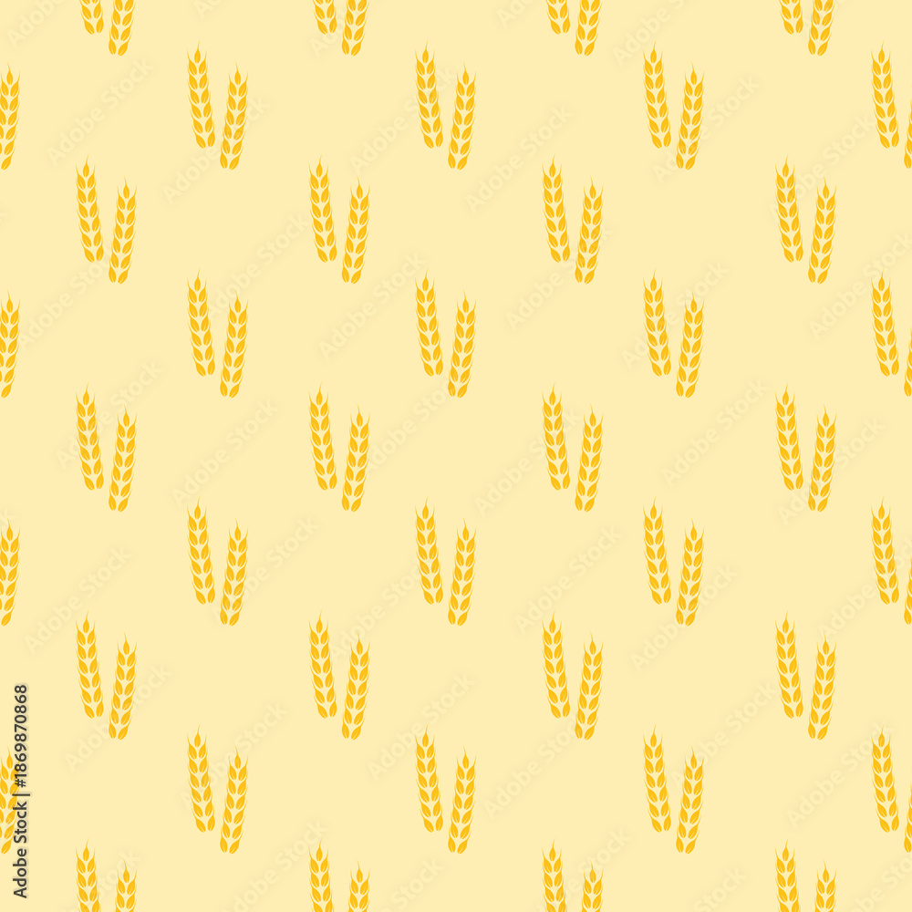 Fototapeta premium Wheat and rye ears icon seamless pattern isolated on color background