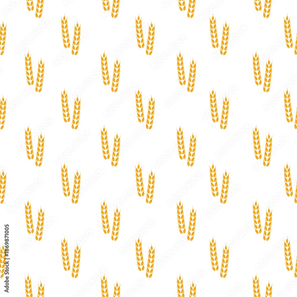 Fototapeta premium Wheat and rye ears icon seamless pattern isolated on white background