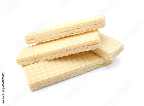 Vanilla wafers on white background.