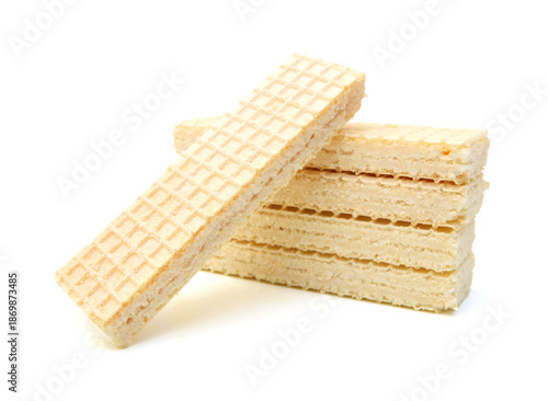 Vanilla wafers on white background.
