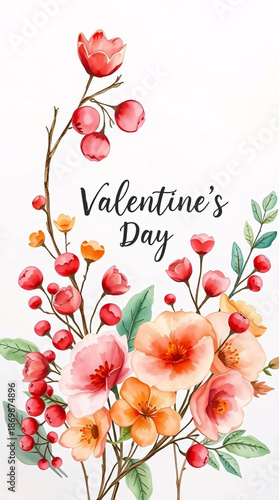Valentine's Day card with wild flowers