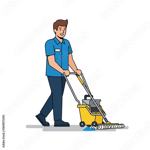 Man operating a carpet cleaner on a floor