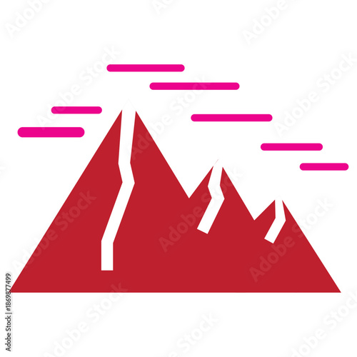 red mountains with pink clouds and white cracks