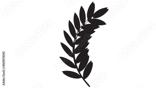 Black silhouette of a leafy branch on white background vector illustration with simple