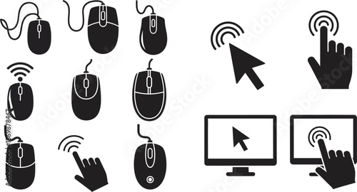 Computer mouse and touchscreen icons for user interface design