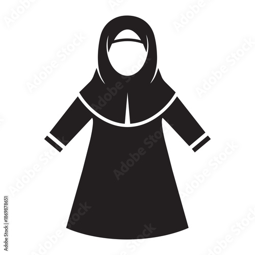 Muslim woman traditional dress silhouette with hijab for modesty vector illustration icon