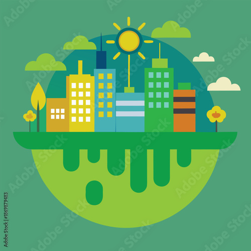 green city landscape with city