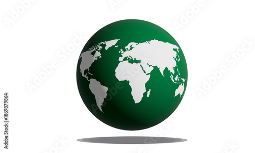 Green Earth Globe with World Map Isolated on White