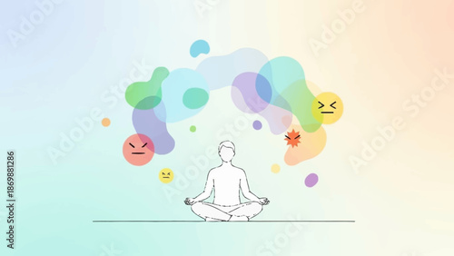 Mindful Meditation and Emotional Balance A Person Finding Serenity Amidst Negative Feelings, Stress, and Anxiety, Cultivating Inner Peace and Mental Well-being