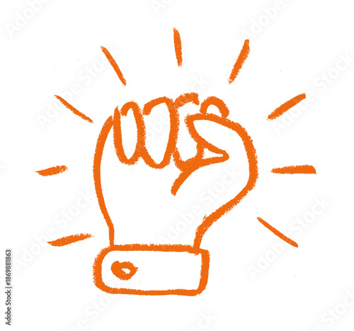 Fist Power Icon Icon Crayon Chalk Drawing Vector