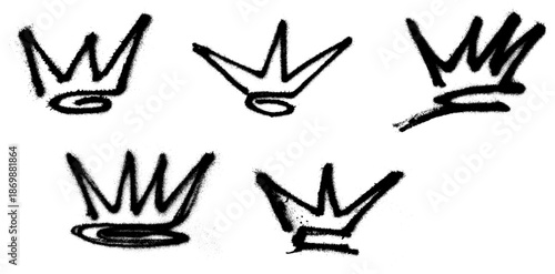 Crown Graffiti Grunge Spray Paint Stroke Vector Set