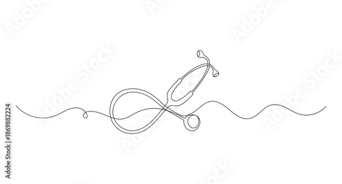 Stethoscope continuous one line drawing on white background