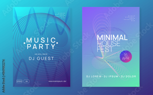 Dj Event. Pink Techno Flyer. Party Set. Nightclub Disco Illustration. Concert Vector. Blue Dance Background. Discotheque Electro Template. Violet Dj Event