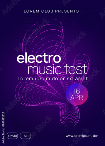 Party Banner. Violet Edm Magazine. Trance Invite. Green Sound Flyer. Dj Background. Electronic Disco Illustration. Fest Electro Template. Pink Party Banner
