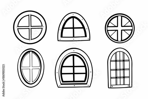 Set of four vector icons featuring world globe symbols and travel signs in a circular web button design for global business and internet website illustration