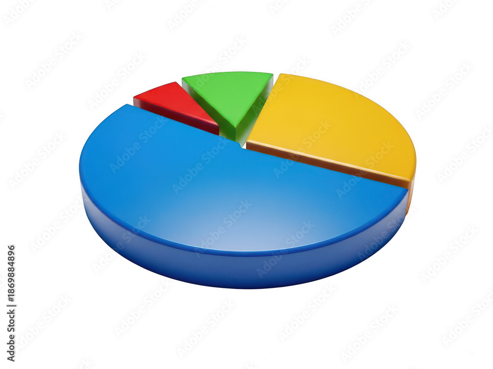 Obraz premium Colorful 3d pie chart with multiple sections isolated on transparent background