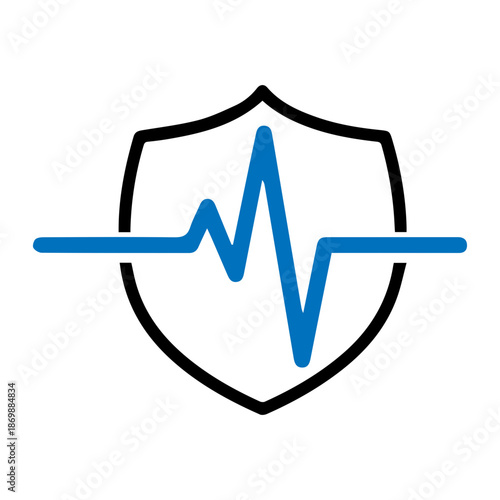 minimalist Heartbeat with shield line medical icon for health protection.
