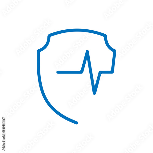 minimalist Heartbeat with shield line medical icon for health protection.