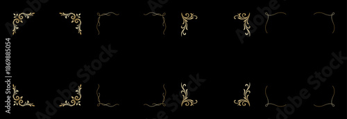 Golden Corner Designs: A collection of elegantly crafted corner designs, each boasting intricate details and a touch of golden allure, set against a dark backdrop.