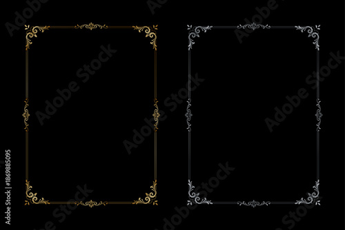 Elegant Ornamental Frames: Two intricately designed, ornamental frames grace a stark canvas, their delicate patterns hinting at a world of sophistication and refined taste.