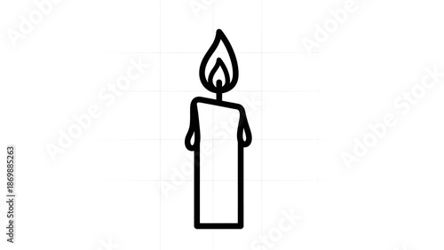 Simple black line drawing of a burning candle