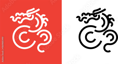 Asian Dragon Silhouette Illustration Vector
