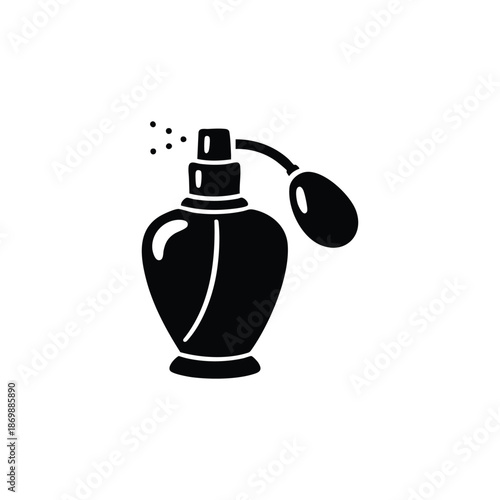 Vintage perfume bottle black and white vector illustration for Valentines Day romantic gift and love design