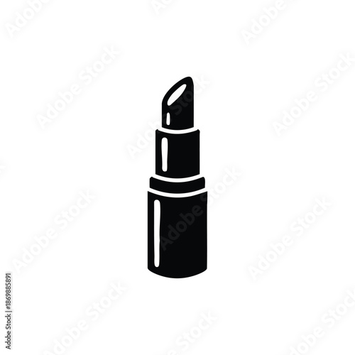 Black and white lipstick vector icon for Valentines Day romantic beauty design
