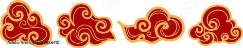 Traditional Asian Cloud Border Vector
