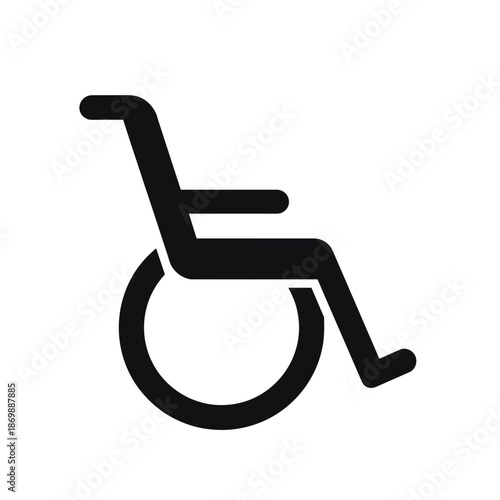 Wheelchair symbol icon in black and white design  