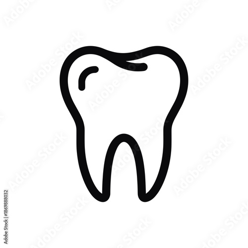 Tooth icon in minimalist style with black outline  
