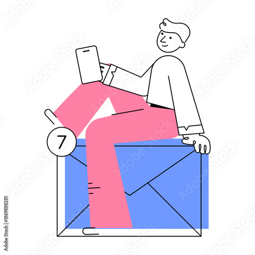 A doodle style illustration showing business mails