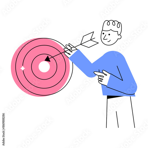 A hand drawn style illustration showing business target