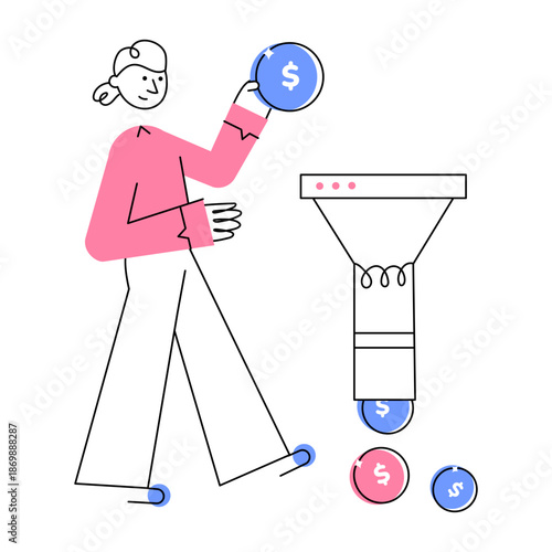 A drawing style illustration depicting conversion