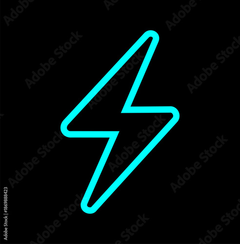 Cyan Lightning Bolt Energy Icon