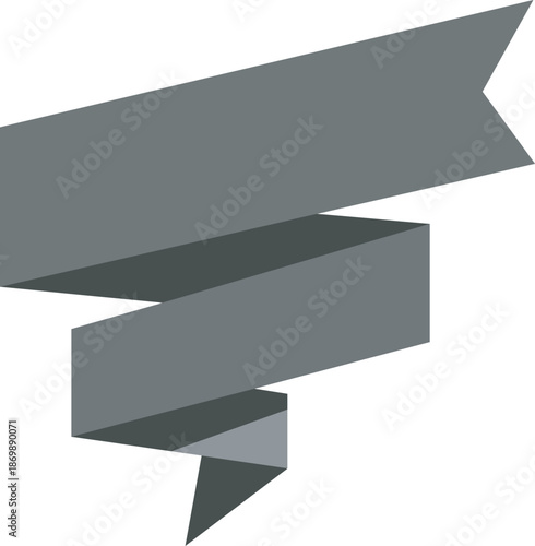 Folded Dark Grey Ribbon Banner Element